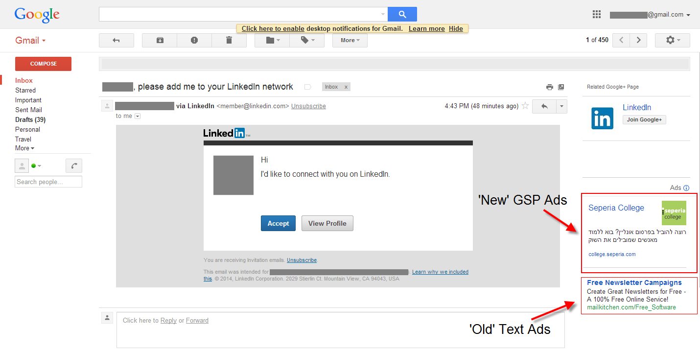 GSP ad in gmail